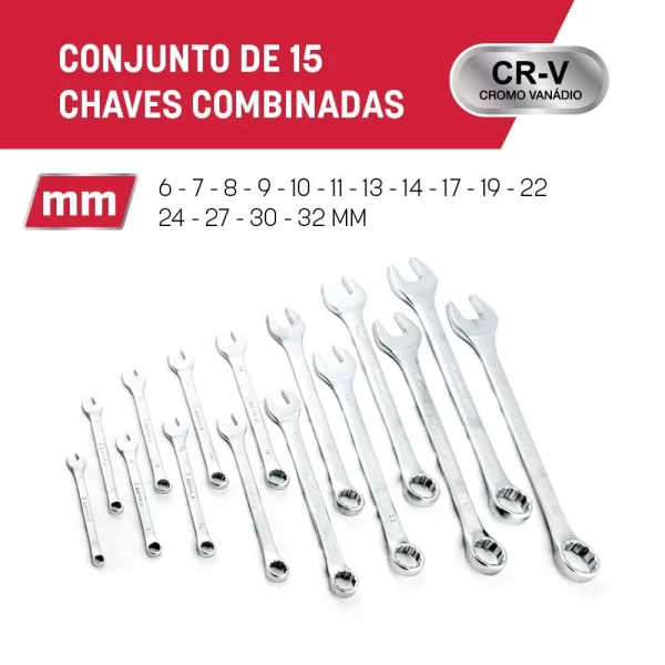 JOGO DE CHAVE COMBINADA MAYLE  6 A 32MM - Imagem 2